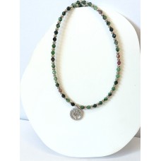 Ασημένιο κολιέ - δένδρο ζωής zoisite (SN197)